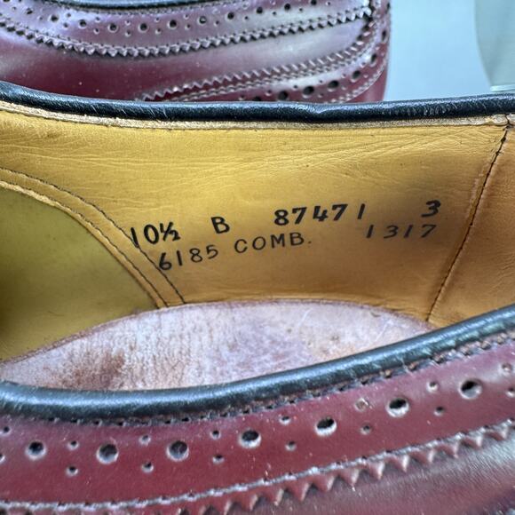 Allen Edmonds Strand Mens Size 10.5 B Burgundy Leather Cap Toe Oxford Shoes USA - Picture 9 of 10